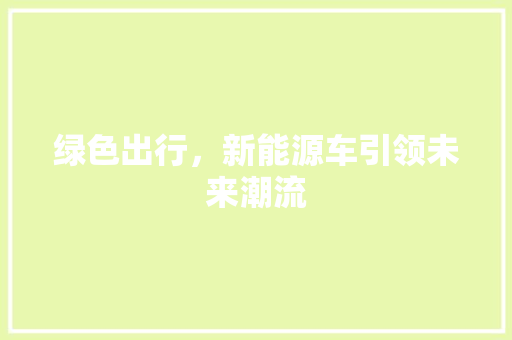绿色出行，新能源车引领未来潮流