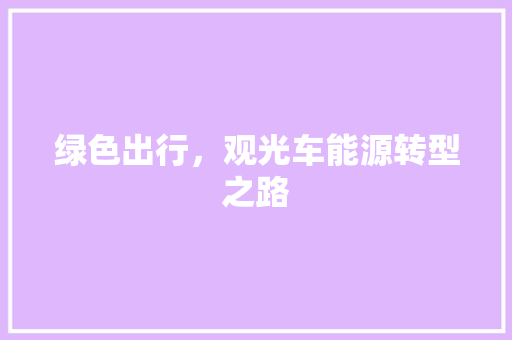 绿色出行，观光车能源转型之路