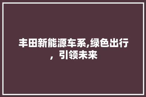 丰田新能源车系,绿色出行，引领未来