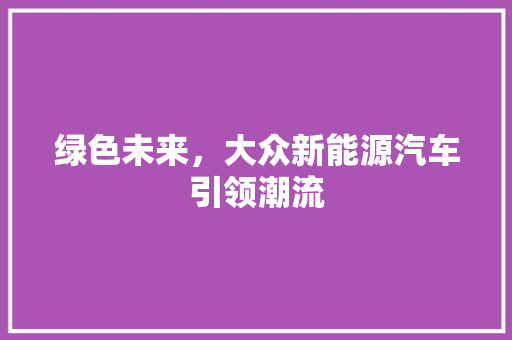绿色未来，大众新能源汽车引领潮流