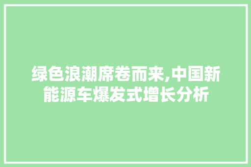 绿色浪潮席卷而来,中国新能源车爆发式增长分析