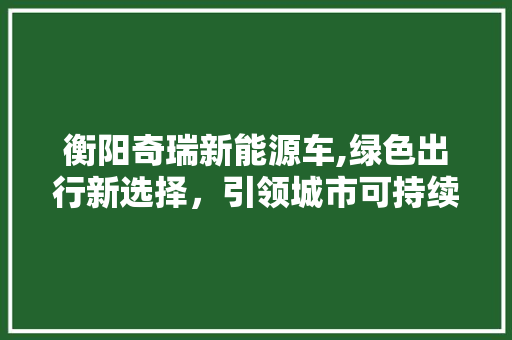 衡阳奇瑞新能源车,绿色出行新选择，引领城市可持续发展