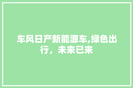 车风日产新能源车,绿色出行，未来已来