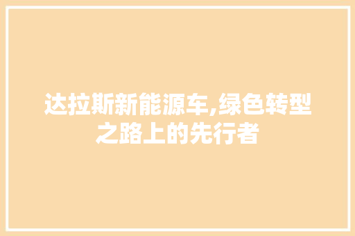 达拉斯新能源车,绿色转型之路上的先行者