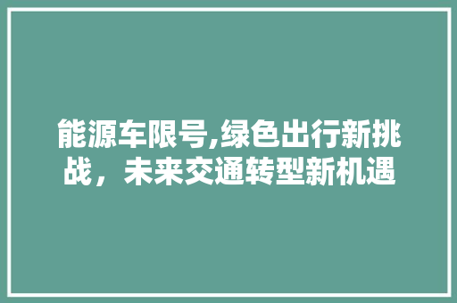 能源车限号,绿色出行新挑战，未来交通转型新机遇