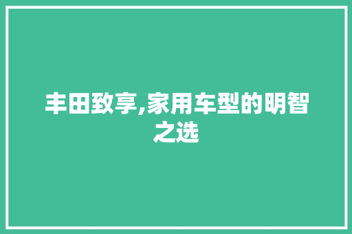 丰田致享,家用车型的明智之选