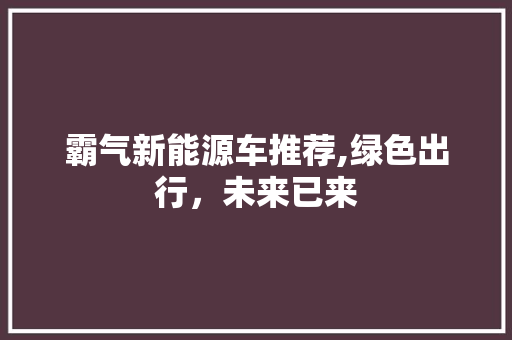 霸气新能源车推荐,绿色出行，未来已来