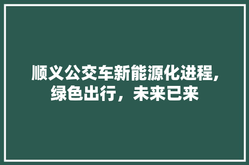 顺义公交车新能源化进程,绿色出行，未来已来