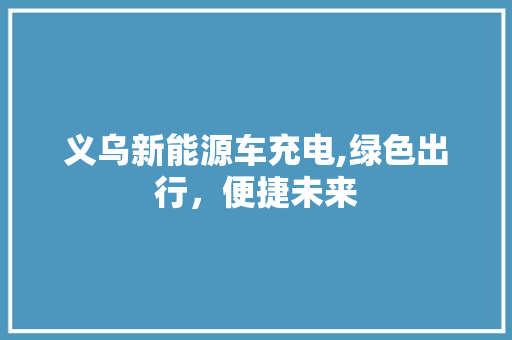 义乌新能源车充电,绿色出行，便捷未来 新能源汽车