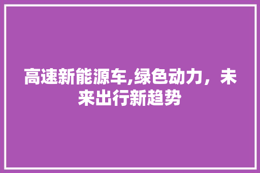 高速新能源车,绿色动力，未来出行新趋势