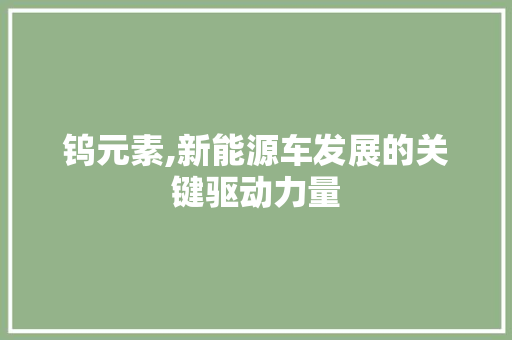钨元素,新能源车发展的关键驱动力量