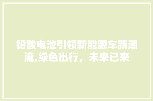 铅酸电池引领新能源车新潮流,绿色出行，未来已来