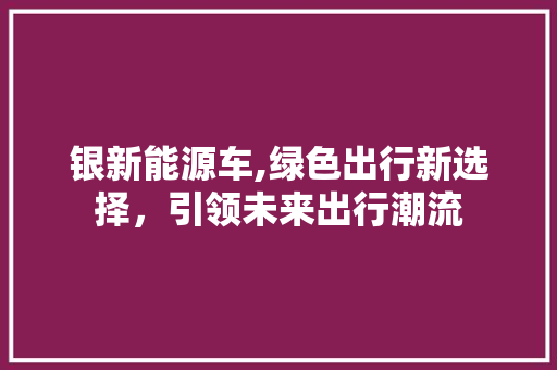 银新能源车,绿色出行新选择，引领未来出行潮流