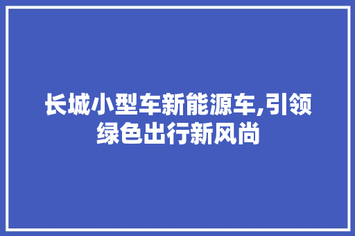 长城小型车新能源车,引领绿色出行新风尚