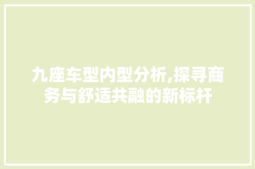九座车型内型分析,探寻商务与舒适共融的新标杆 汽车轮胎