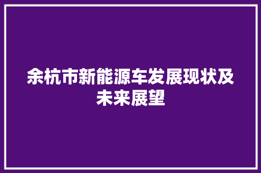 余杭市新能源车发展现状及未来展望
