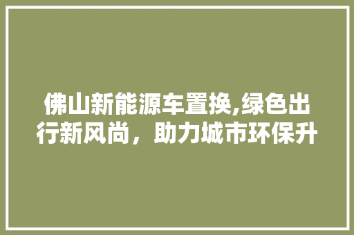 佛山新能源车置换,绿色出行新风尚，助力城市环保升级