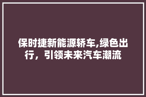 保时捷新能源轿车,绿色出行，引领未来汽车潮流
