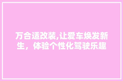 万合适改装,让爱车焕发新生，体验个性化驾驶乐趣