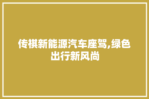 传祺新能源汽车座驾,绿色出行新风尚