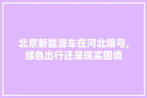 北京新能源车在河北限号,绿色出行还是现实困境