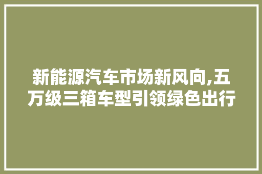 新能源汽车市场新风向,五万级三箱车型引领绿色出行新潮流 车型评测