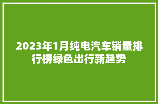 2023年1月纯电汽车销量排行榜绿色出行新趋势