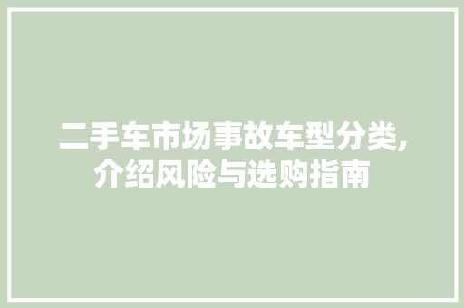 二手车市场事故车型分类,介绍风险与选购指南
