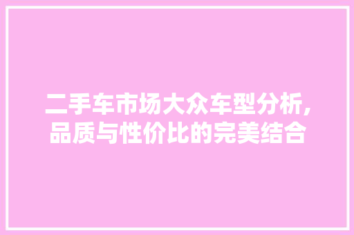 二手车市场大众车型分析,品质与性价比的完美结合