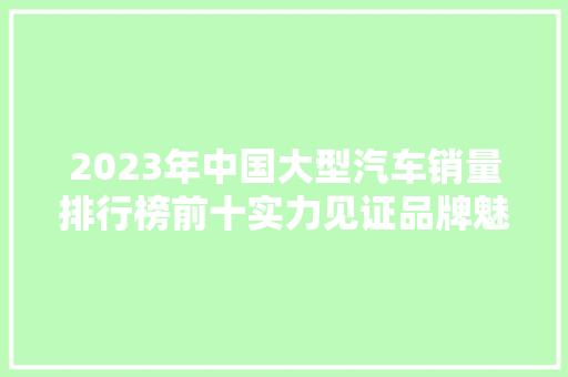 2023年中国大型汽车销量排行榜前十实力见证品牌魅力