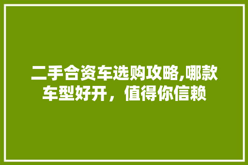 二手合资车选购攻略,哪款车型好开，值得你信赖