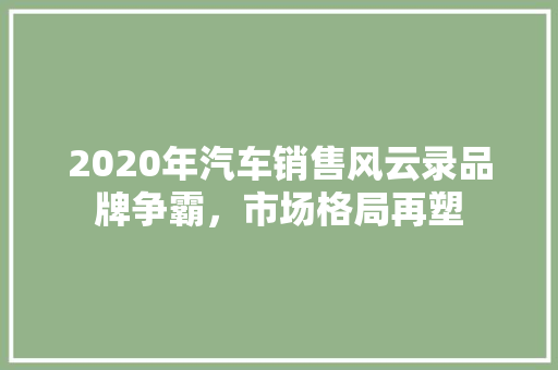 2020年汽车销售风云录品牌争霸，市场格局再塑 汽车配件