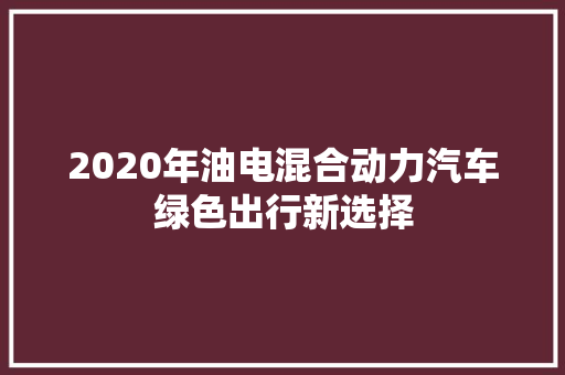 2020年油电混合动力汽车绿色出行新选择 混合动力车