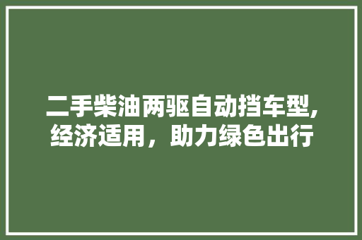 二手柴油两驱自动挡车型,经济适用，助力绿色出行