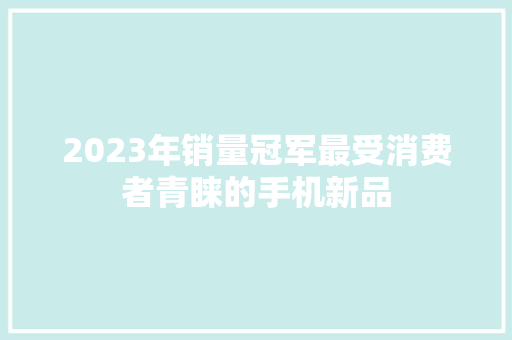 2023年销量冠军最受消费者青睐的手机新品