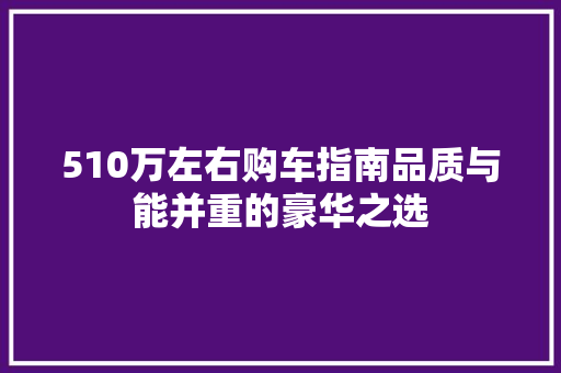 510万左右购车指南品质与能并重的豪华之选