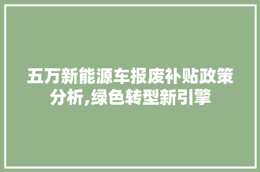 五万新能源车报废补贴政策分析,绿色转型新引擎