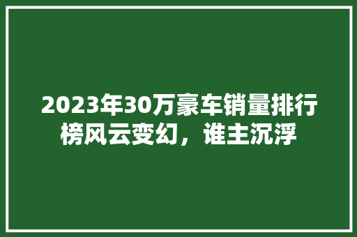 2023年30万豪车销量排行榜风云变幻，谁主沉浮