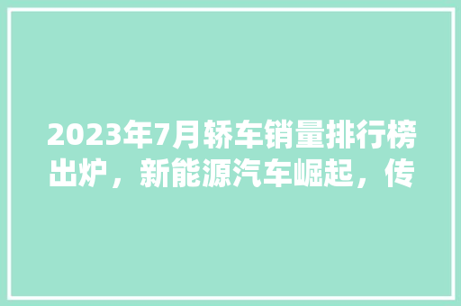 2023年7月轿车销量排行榜出炉，新能源汽车崛起，传统车企面临挑战