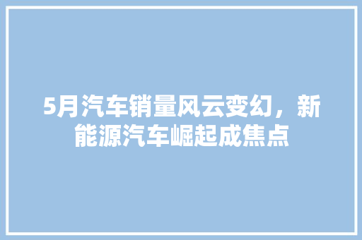 5月汽车销量风云变幻，新能源汽车崛起成焦点