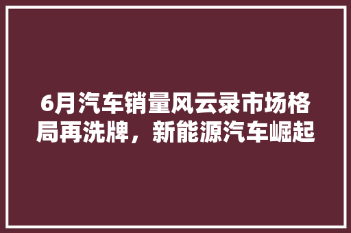 6月汽车销量风云录市场格局再洗牌，新能源汽车崛起