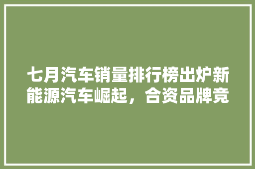 七月汽车销量排行榜出炉新能源汽车崛起，合资品牌竞争激烈