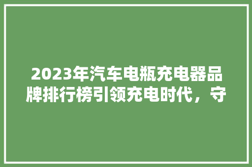 2023年汽车电瓶充电器品牌排行榜引领充电时代，守护行车安全