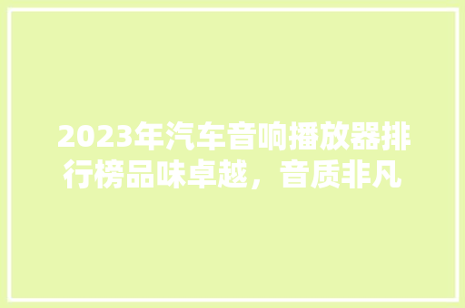 2023年汽车音响播放器排行榜品味卓越，音质非凡