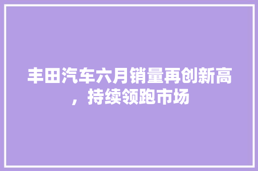丰田汽车六月销量再创新高，持续领跑市场