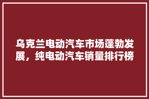 乌克兰电动汽车市场蓬勃发展，纯电动汽车销量排行榜提示行业趋势