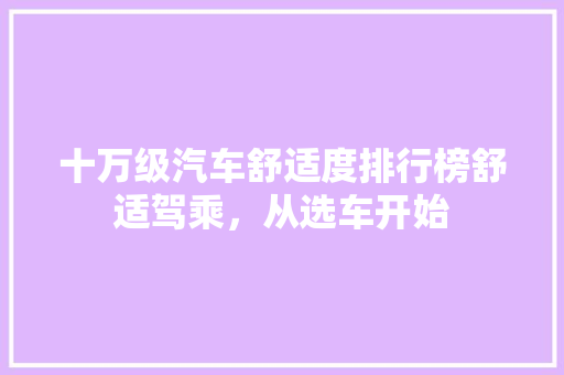 十万级汽车舒适度排行榜舒适驾乘，从选车开始