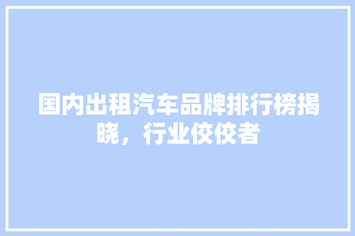 国内出租汽车品牌排行榜揭晓，行业佼佼者