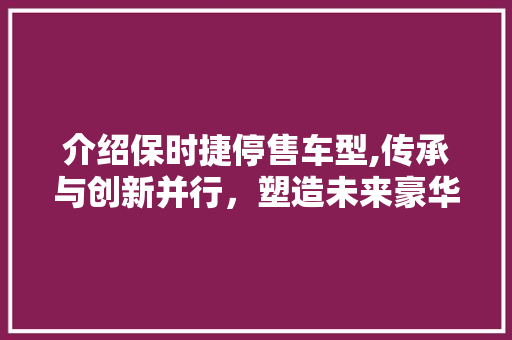 介绍保时捷停售车型,传承与创新并行，塑造未来豪华汽车典范