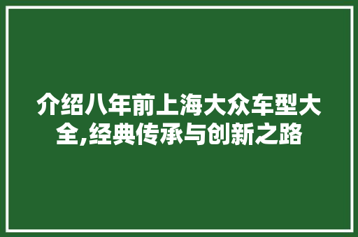 介绍八年前上海大众车型大全,经典传承与创新之路
